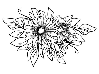 Hand Drawn Flower Line Art Illustration