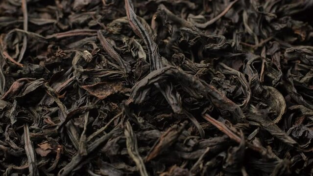 Zoom frame dried black tea leaves