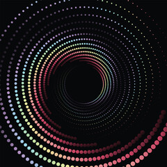 Energetic Prism Rainbow Gradient Swirl Dot Effect on Black Background