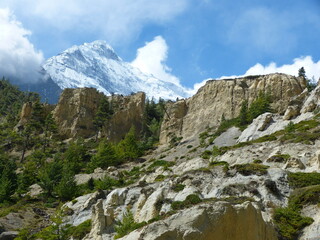 Nepal Himalayas mountains and rocks in the Upper Mustang.