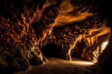 A cave passage adorned with surreal mineral formations, a true underground masterpiece.