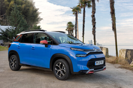 Batumi, Georgia - January 23 2024: Citroen C3 Aircross is a mini crossover SUV from Citroen.