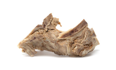 piece of boiled meat on a white background