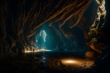 A surreal underground gallery, where nature's sculptures grace the cave's walls.
