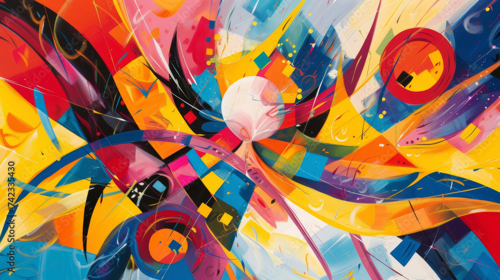 Poster bold strokes of color and dynamic shapes dance across these abstract backgrounds symbolizing the dyn