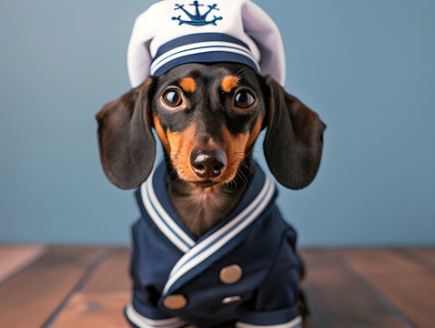 Cute Sailor Themed Dog. Generative Ai image
