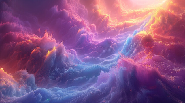 Dive into an otherworldly cascade of liquid rainbows, where colors defy gravity in a mesmerizing dance of abstraction.