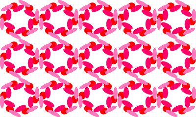 Pink red hexagon flower ring block, circle dot design for fabric printing, seamless patter print background 