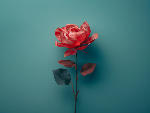 Single rose flower, isolated background. Generative Ai image