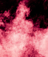 Red smoke isolated black background