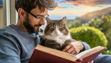 man with cat Coping with Stress and Anxiety through Animal-Assisted Therapy