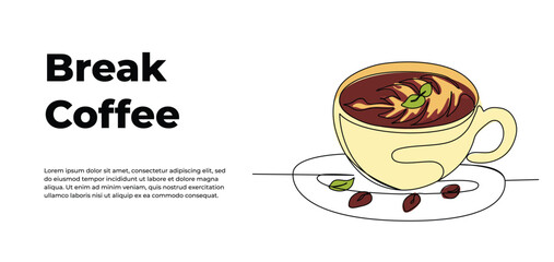 Coffee drink one continuous line design. Decorative elements drawn on a white background.