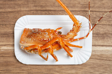 top view lobsters shell at horizontal composition