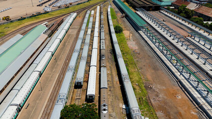 Trains at a railway station, Maputo, Mozambique