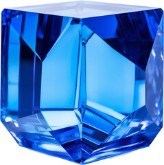 blue crystal cube,crystal blue color isolated on white or transparent background,transparency 