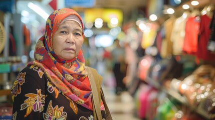 Obraz premium Indonesian Muslim women shopping in the mall