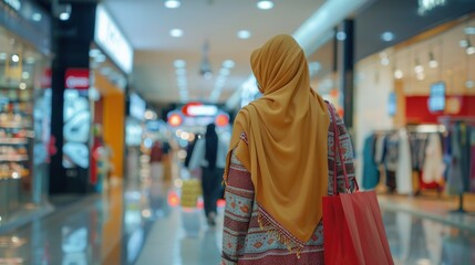 Obraz premium Indonesian Muslim women shopping in the mall