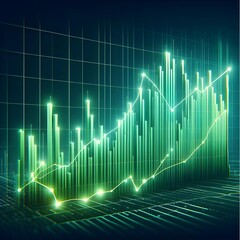 Closeup financial chart with uptrend line. business graph showing growth