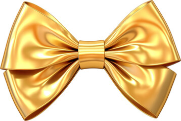 golden ribbon or yellow bow tie isolated on white or transparent background,transparency 