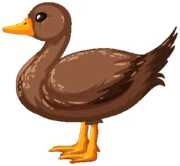 Fotobehang Kinderen Vector graphic of a cute brown duck standing.
