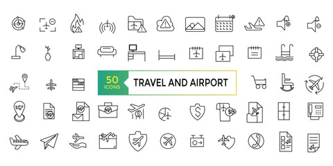 Travel and tourism icon set. Linear icon collection. vacations and holiday symbol vector illustration.