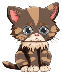 Fotobehang Kinderen Cute brown tabby kitten with big eyes