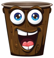  A cheerful wooden cup with a big smile. © GraphicsRF