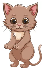 Fotobehang Kinderen Cute, wide-eyed kitten with a playful stance.