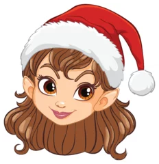 Fotobehang Kinderen Charming elf girl with festive Christmas hat.