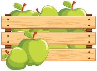 Fotobehang Kinderen Vector illustration of ripe apples in a crate.