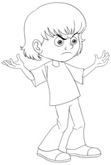 Cartoon illustration of a child with a puzzled expression.