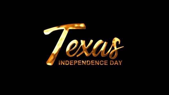 Texas Independence Day Text Animation on Gold Color. Great for Texas Independence Day Celebrations, for banner, social media feed wallpaper stories.