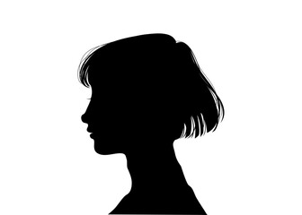 ボブの女性の横顔のシルエットのイラスト