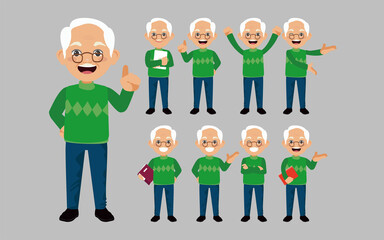 Old people with different poses
