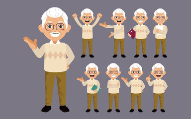 Old people with different poses