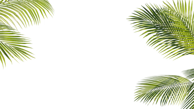 Summer Tropical palm leaves. Exotic palms tree. Transparent Background.