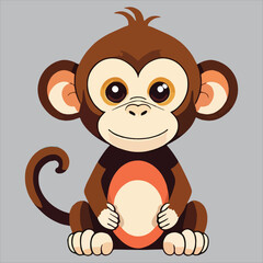 vector cute little monkey