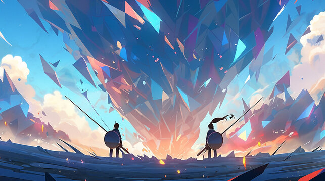 anime battle two people fighting