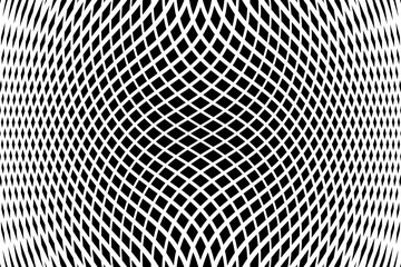 Wavy Lines Op Art Pattern. Abstract Black and White Textured Background. - 742361808