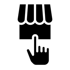 retail store with hand pointer icon