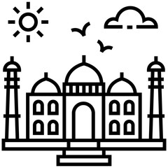 Taj mahal architecture line icon vector 