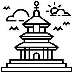 Heaven pagoda line icon design