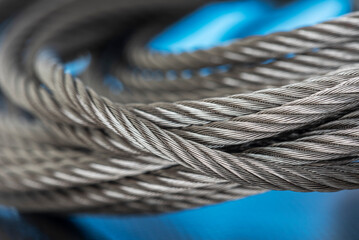 Steel wire rope cable closeup