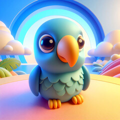 3D Cartoon Parrot Generated with Ai