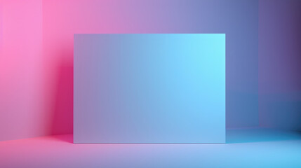 Rectangular blank paper board in neon pink and blue colors. Card for advertising mockup. Copy space for text. Vibrant, minimalistic editorial aesthetic. - obrazy, fototapety, plakaty