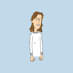Emotions of a charismatic character in cartoon style.