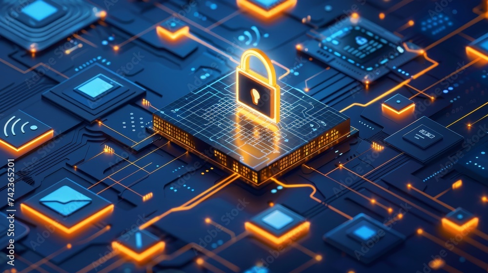 Poster explore the nexus of iot security, where advanced encryption and smart technology protect our interc