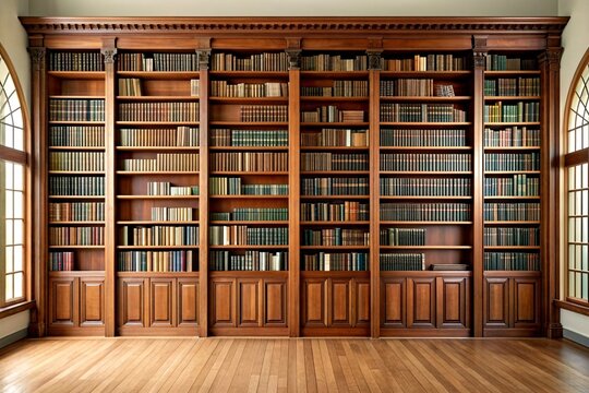 Classical library interior with bookshelves, Library interior.