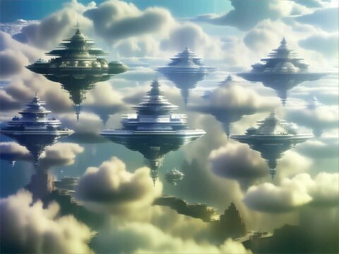 Heavens focus on advanced tech creating a utopia, floating city