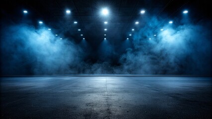 Empty stage with spotlights and smoke. Spotlight on empty stage background